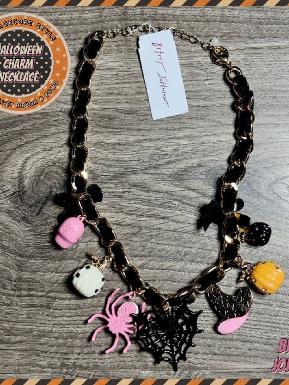 NWT Betsey Johnson Halloween Charm Necklace 2026 Cottagecore Curb Link Chain - Picture 8 of 12